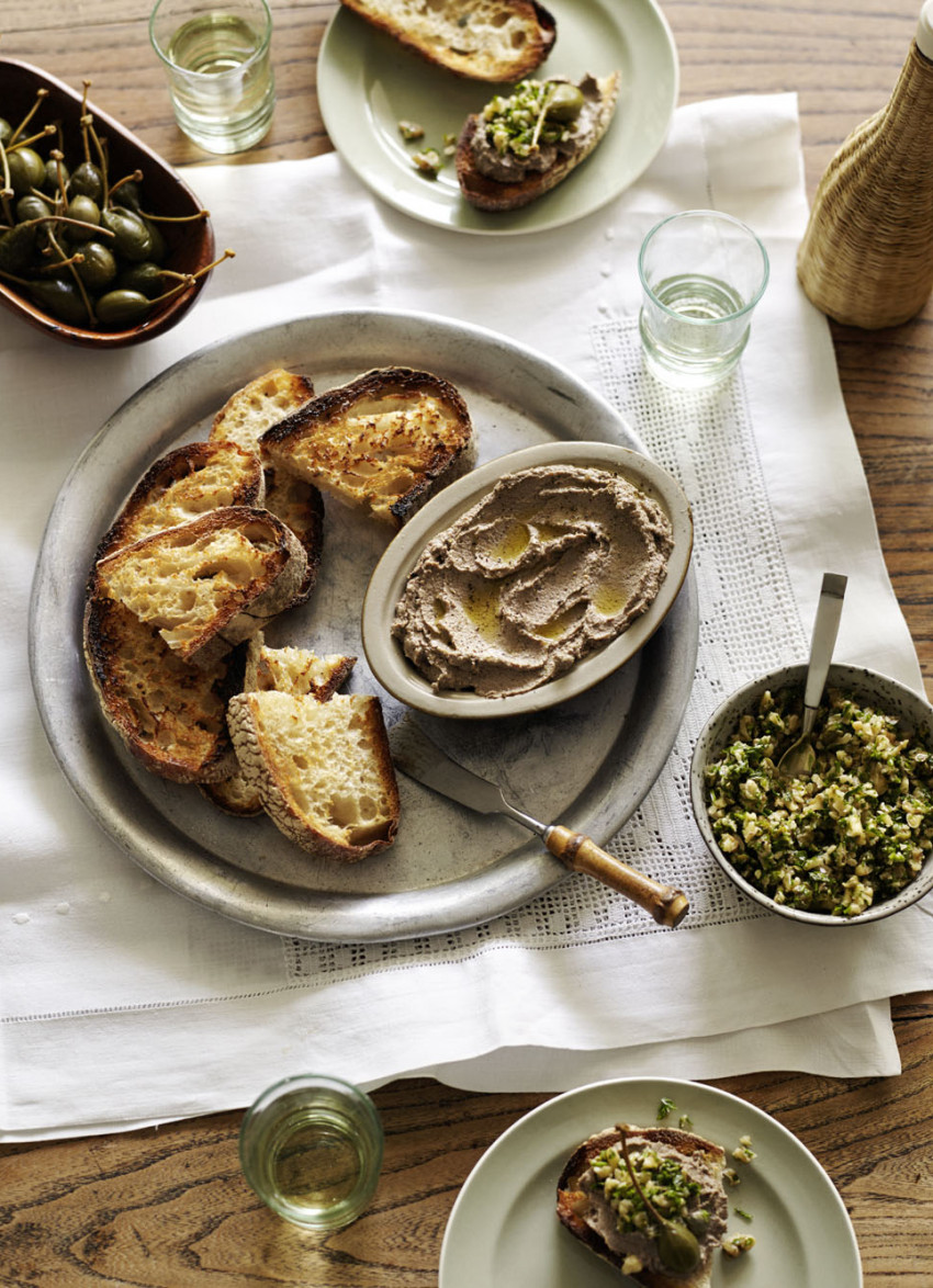 Chicken Liver Pâté with Walnut and Caper Salsa 