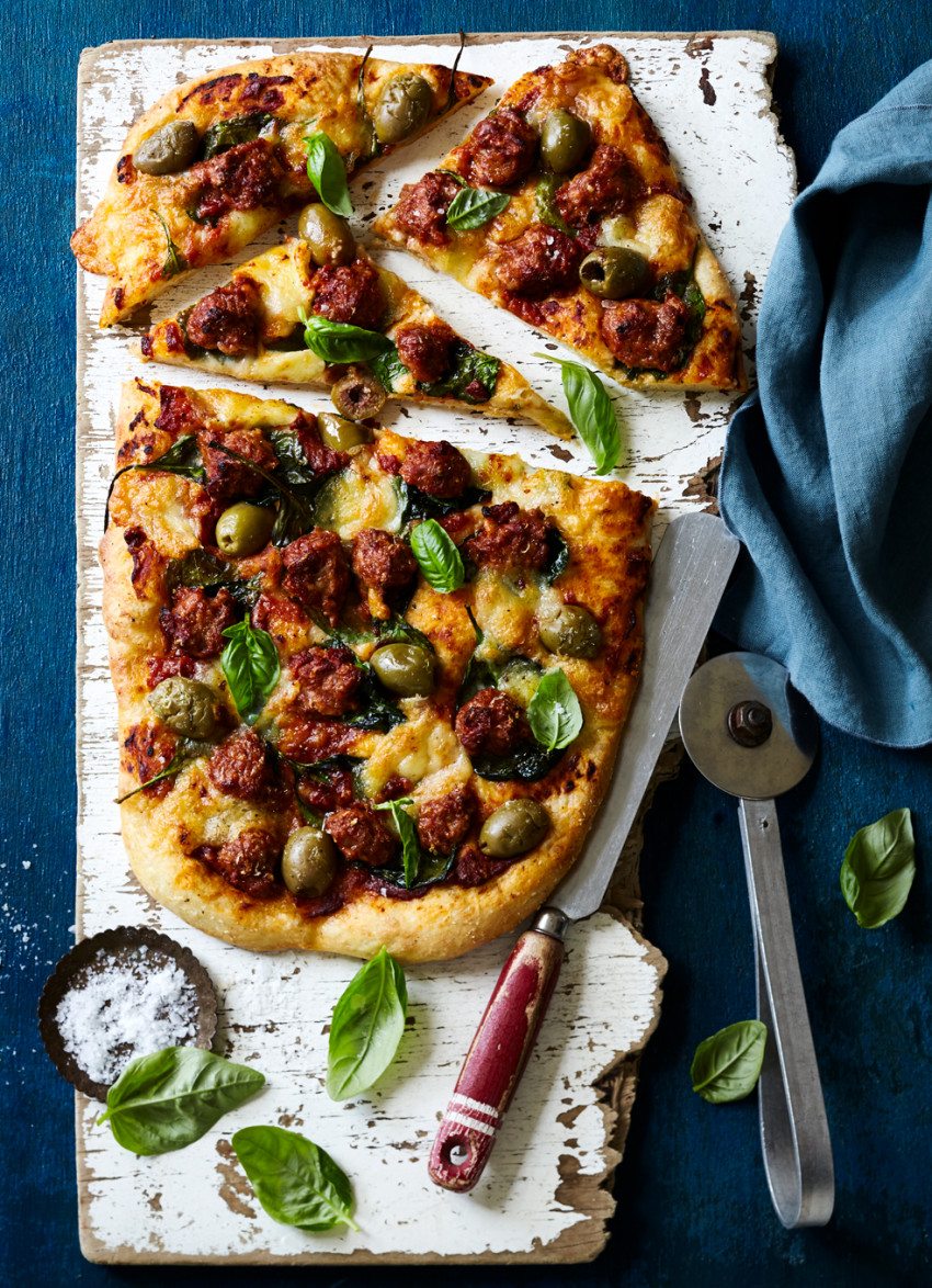 Lamb Merguez Sausage, Mozzarella and Spinach Pizza » Dish Magazine