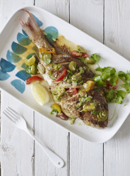 Baby Snapper with Green Olive, Jalapeo and Tomato Salsa