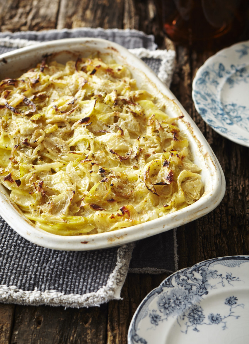 Fennel, Leek and Potato Gratin