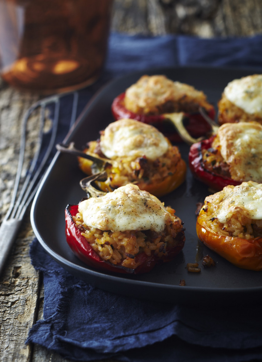 Chorizo and Basil Risotto Stuffed Capsicums