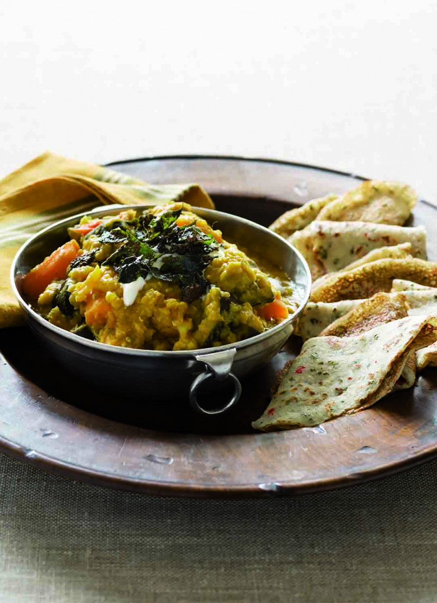 Fresh Coriander, Ginger and Chilli Dosa