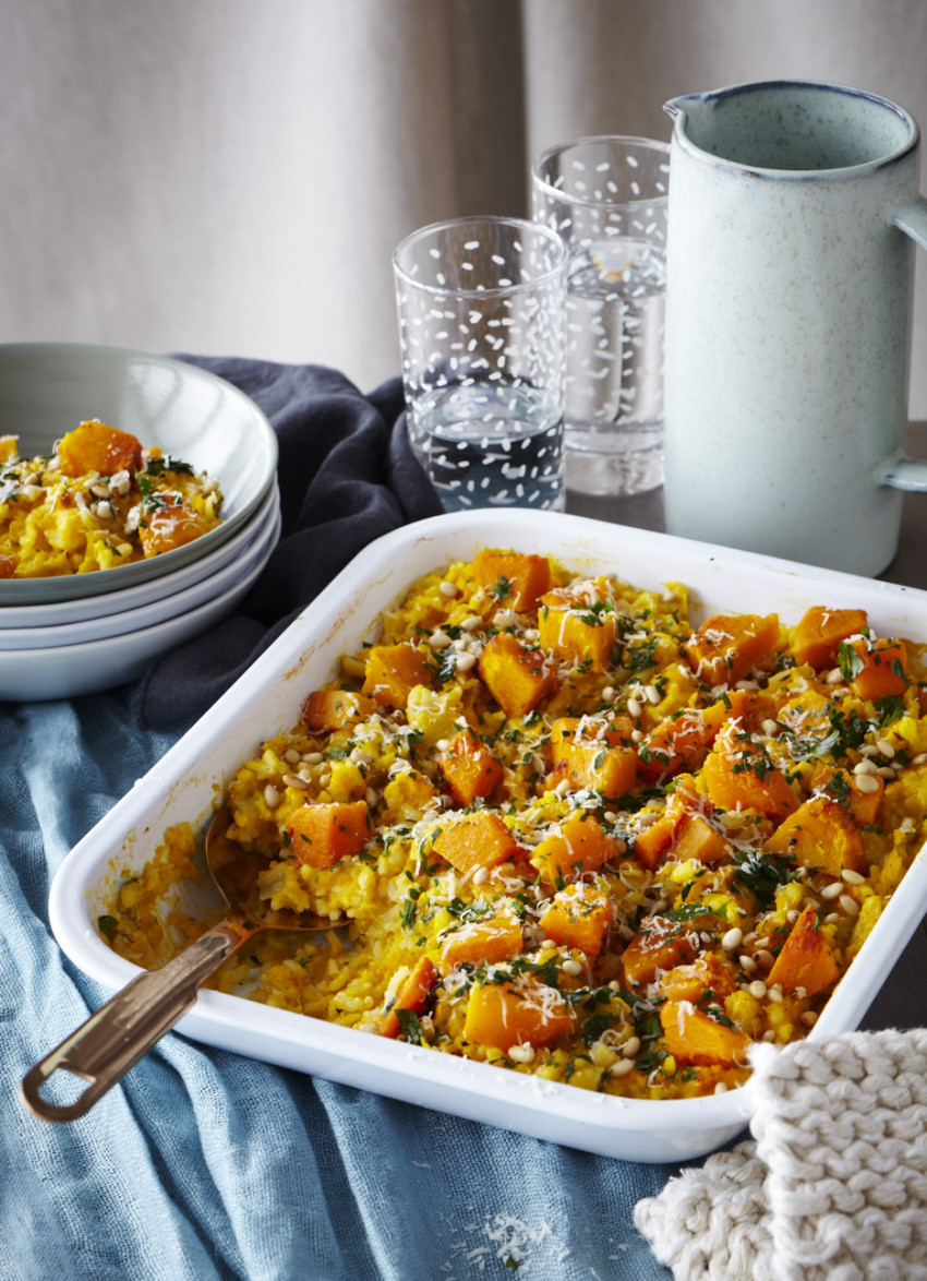 Oven-Baked Pumpkin and Leek Risotto 