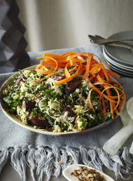 Kale, Brown Rice and Avocado Salad with Miso and Tahini Dressing