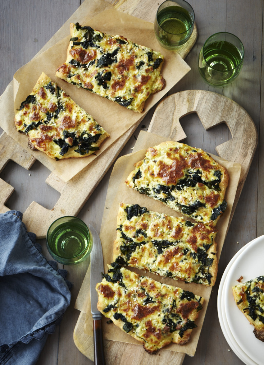 Middle Eastern Yoghurt Flatbread with Silver Beet and Ricotta