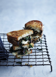 Roasted Mushroom and Spinach Toastie with Gorgonzola Cheese