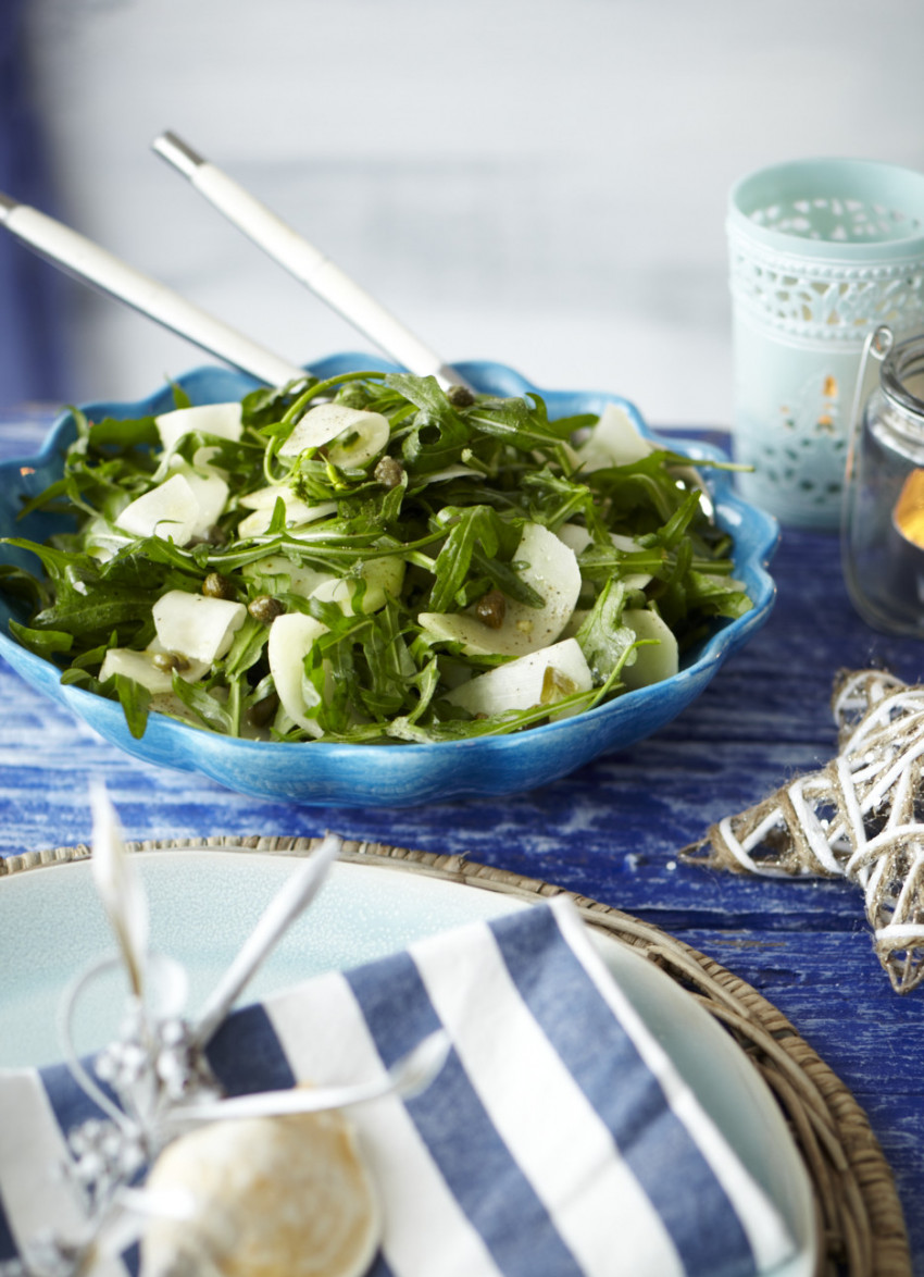 Kohlrabi and Rocket Salad with Caper Dressing