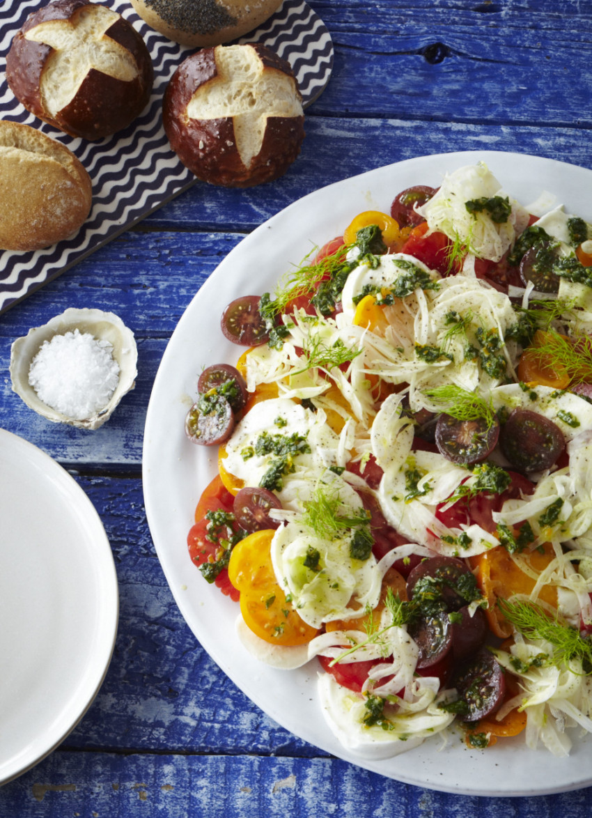 Tomato, Fennel and Mozzarella Salad with Herb Dressing 