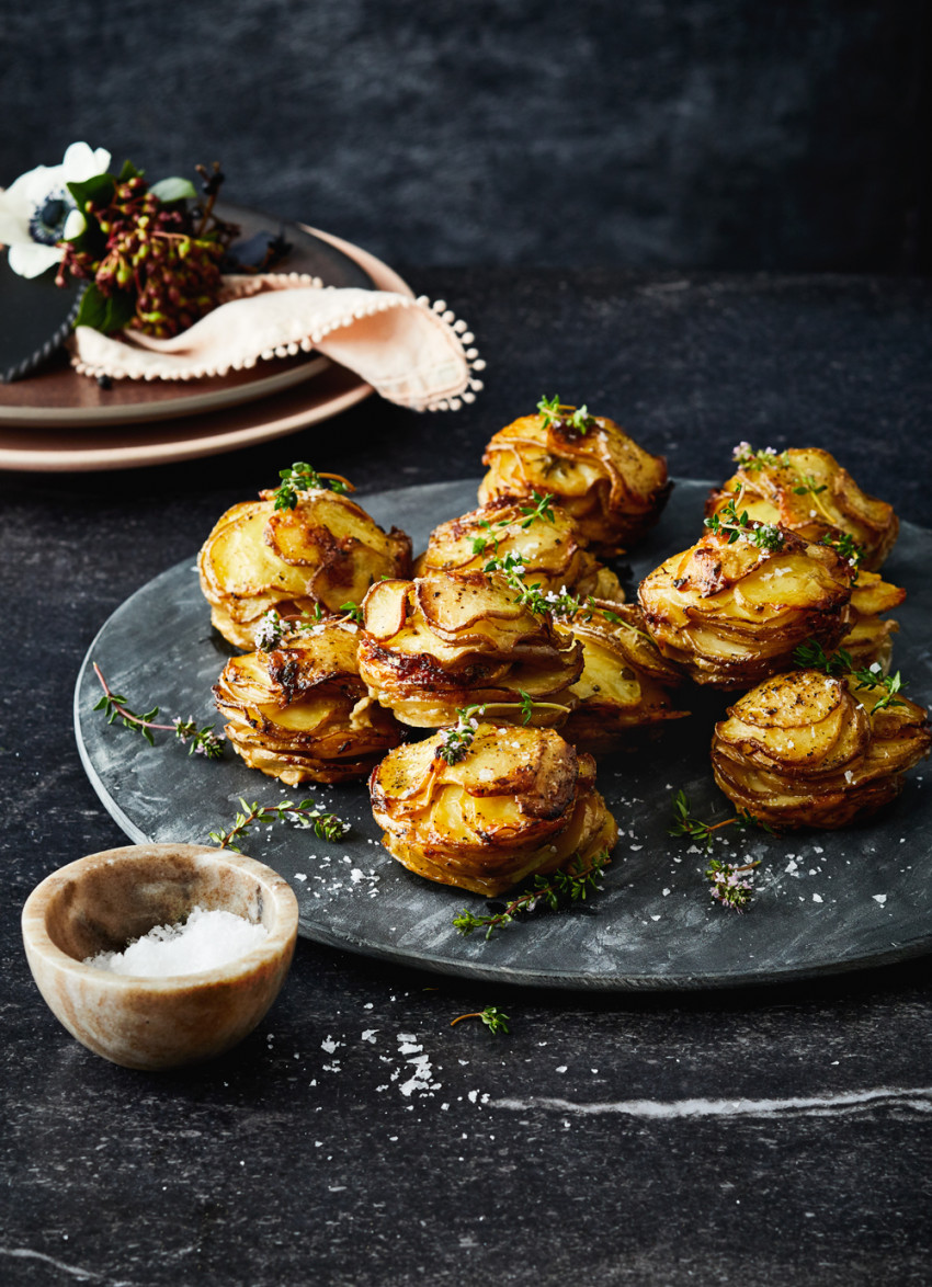 Herb and Two-Cheese Crispy Potato Stacks