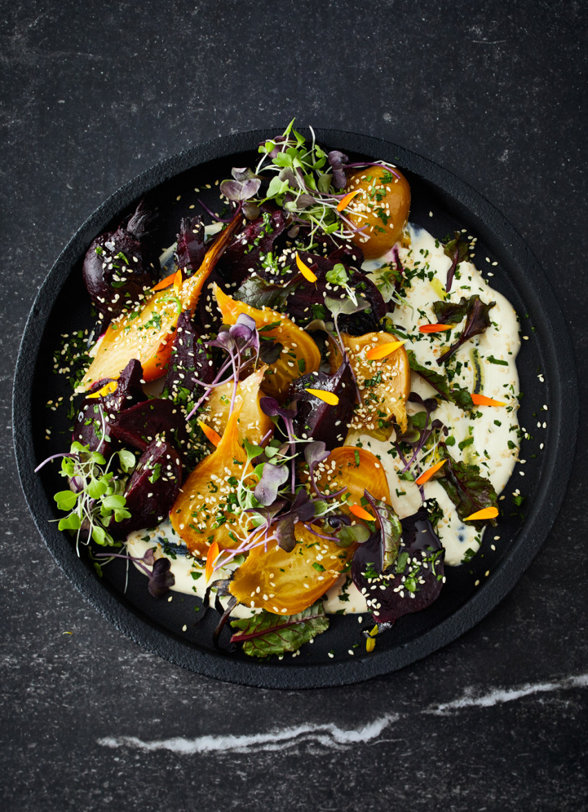 Roasted Beets with Yoghurt and Tahini Dressing