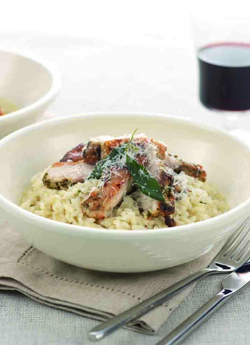 Lemon and Sage Risotto with Herb Roasted Chicken
