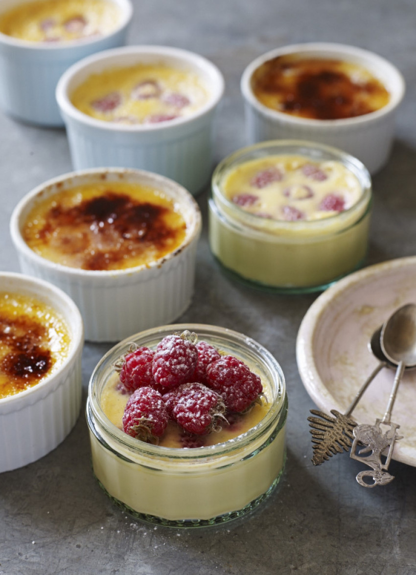 Vanilla and Raspberry Baked Custards