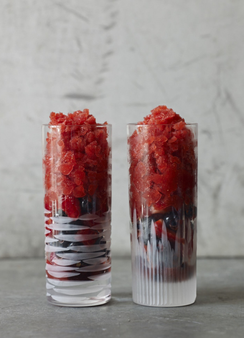 Strawberry and Rosè Wine Granita