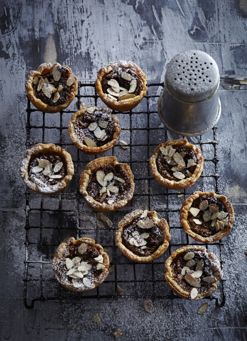 Milk Chocolate and Coffee Custard Almond Tarts