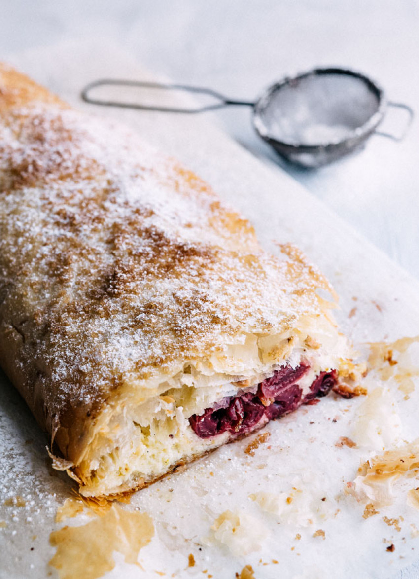 Cherry, Lemon and Ricotta Strudel