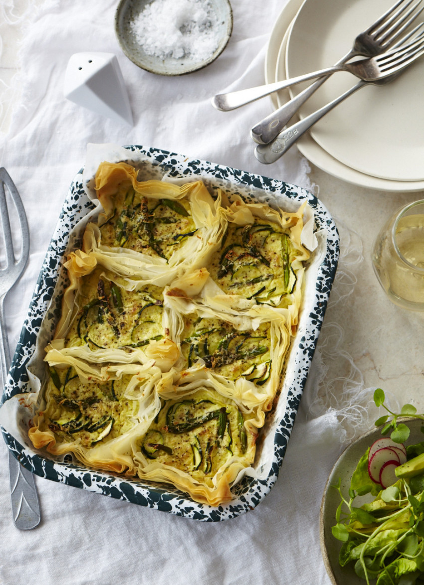 Filo Pastry, Haloumi and Spring Vegetable Tarts