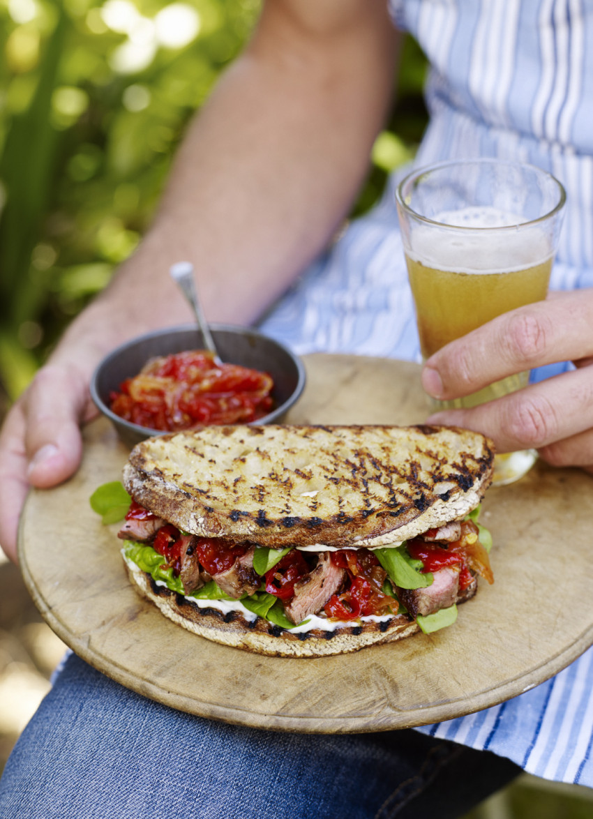 Steak and Rocket Sandwiches with Tomato and Chilli Relish