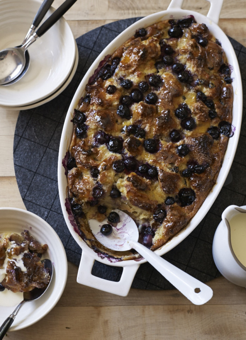 Blueberry and Banana Bread Pudding
