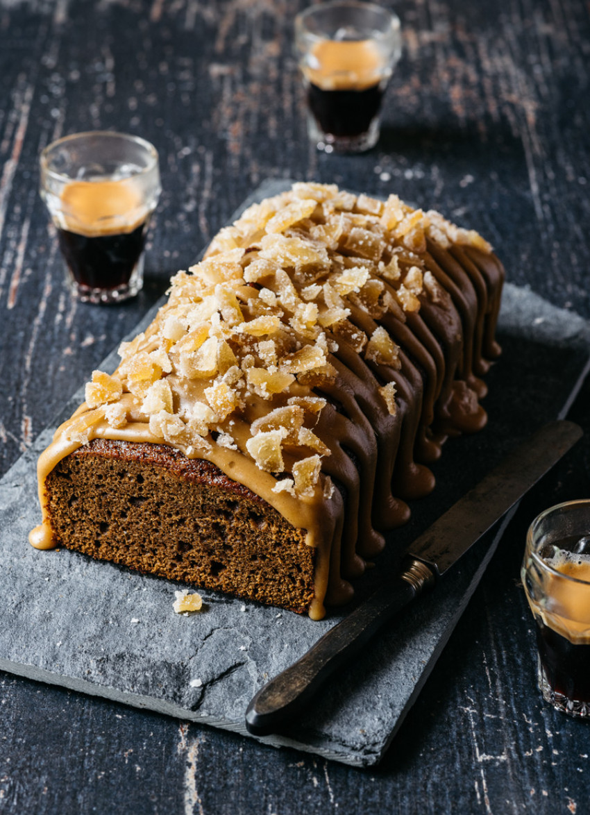 Sticky Ginger Loaf with Salted Caramel Icing