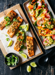Grilled Sesame and Ginger Salmon with Pickled Vegetable Salad