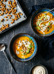 Sweet Potato, Miso and Ginger Soup with Soy and Lime Cream