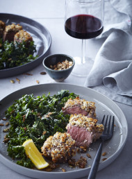 Crumbed Lamb Steaks with Kale and Mixed Seed Salad