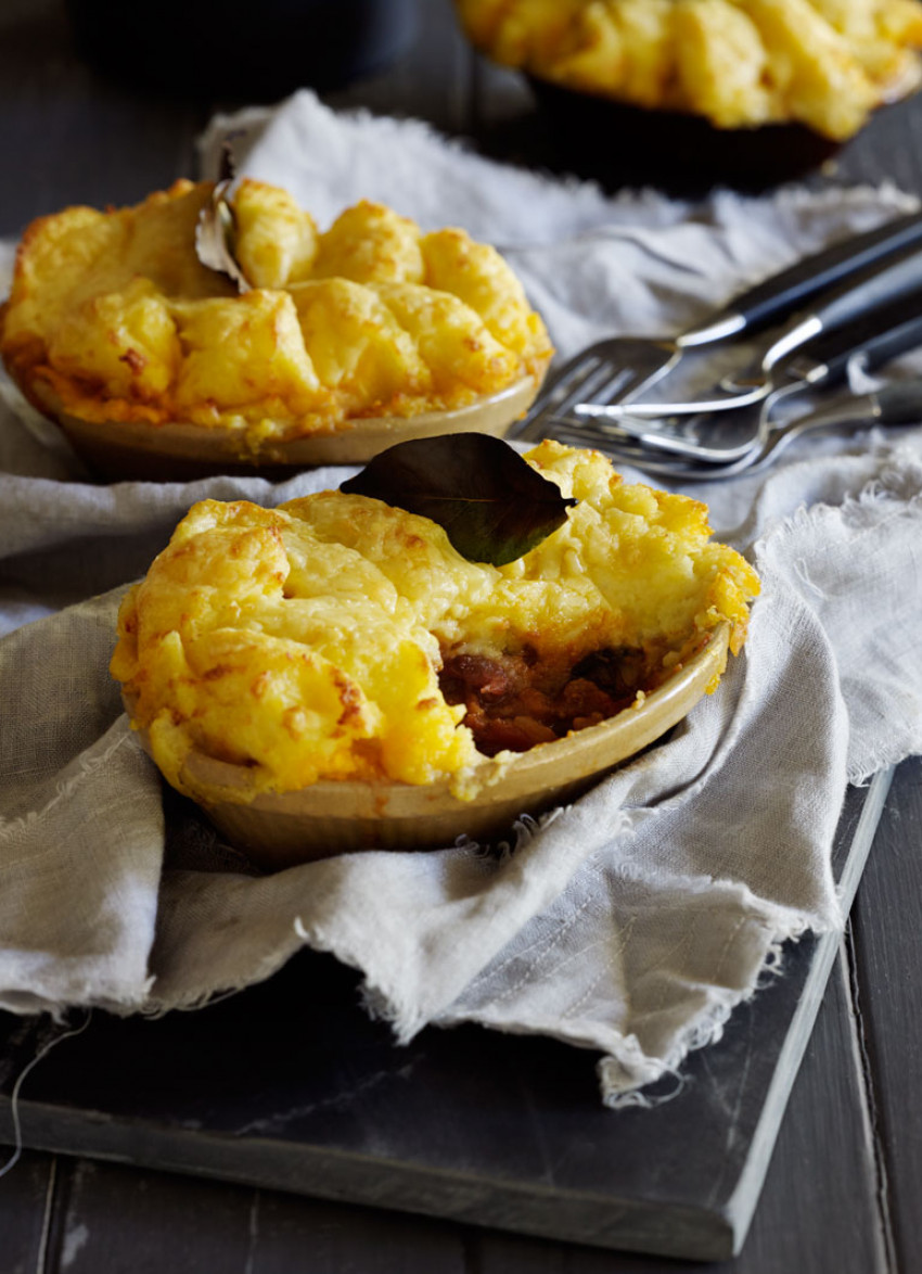 Beef Mince and Mushroom Pies with Cheesy Mash