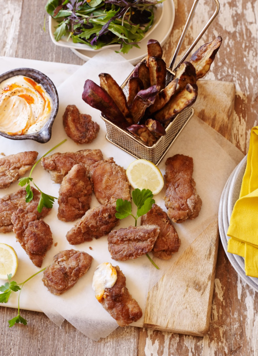 Soy and Five-Spice Fried Chicken with Kumara Fries