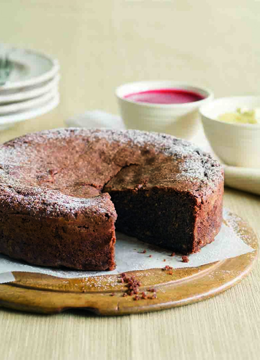 Dark Chocolate Polenta Cake with Salted Caramel Sauce - Donal Skehan | EAT  LIVE GO