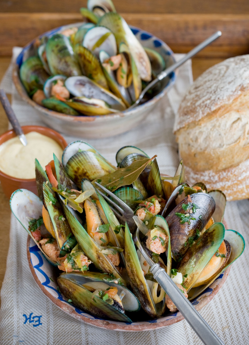 Mussels with Chorizo and Lemon Aioli