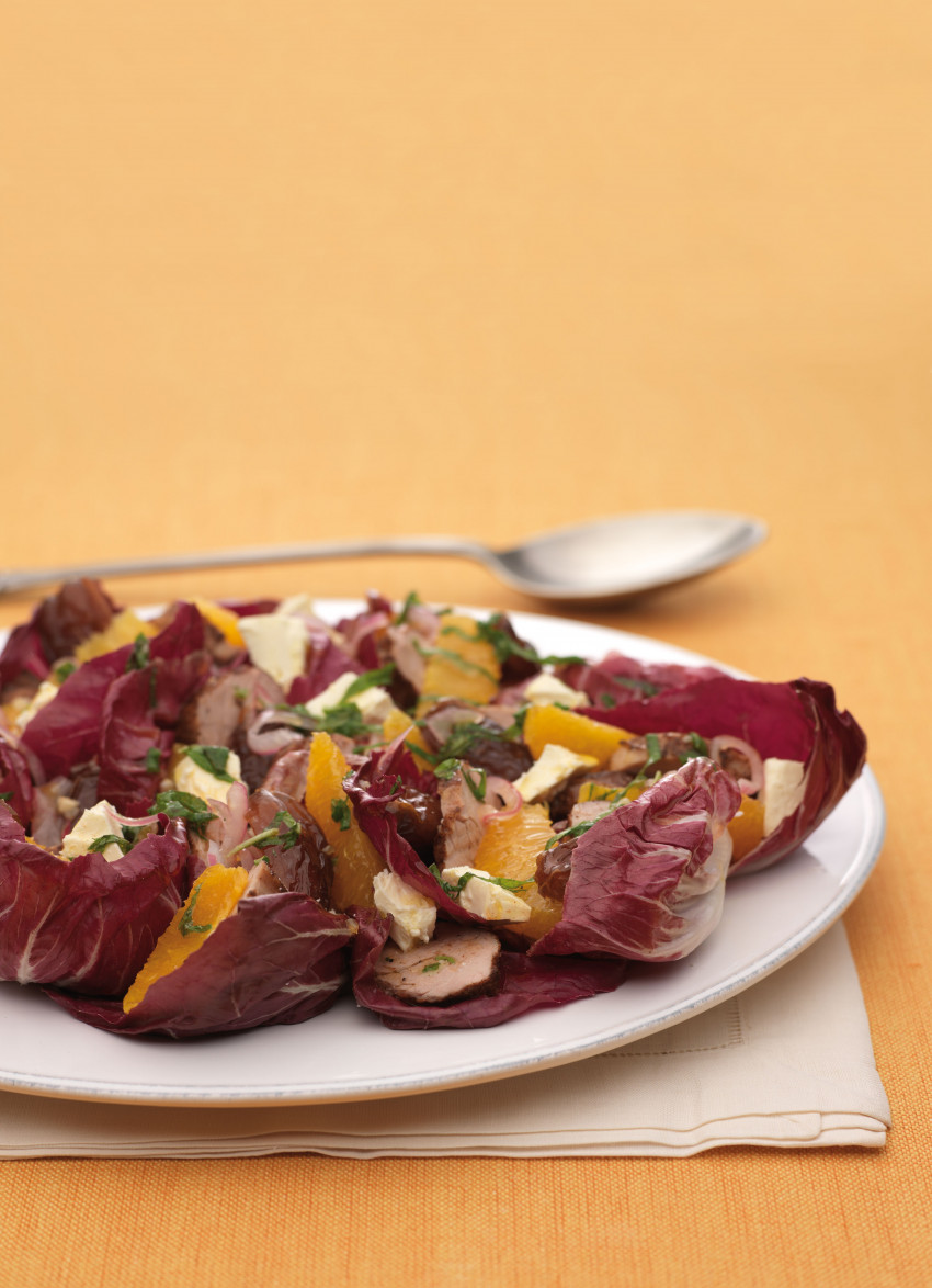 Pork with a Date, Orange and Radicchio Salad