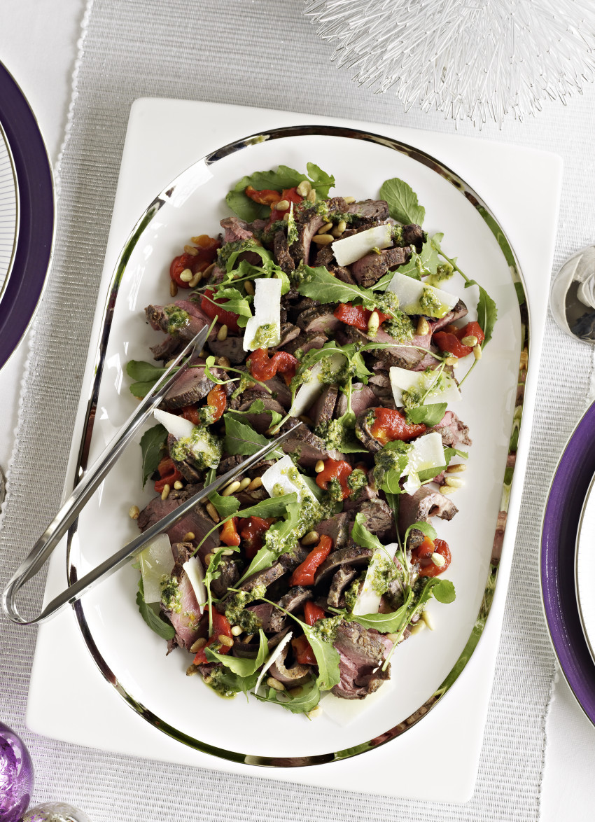 Peppered Eye Fillet with Pecorino and Herb Dressing