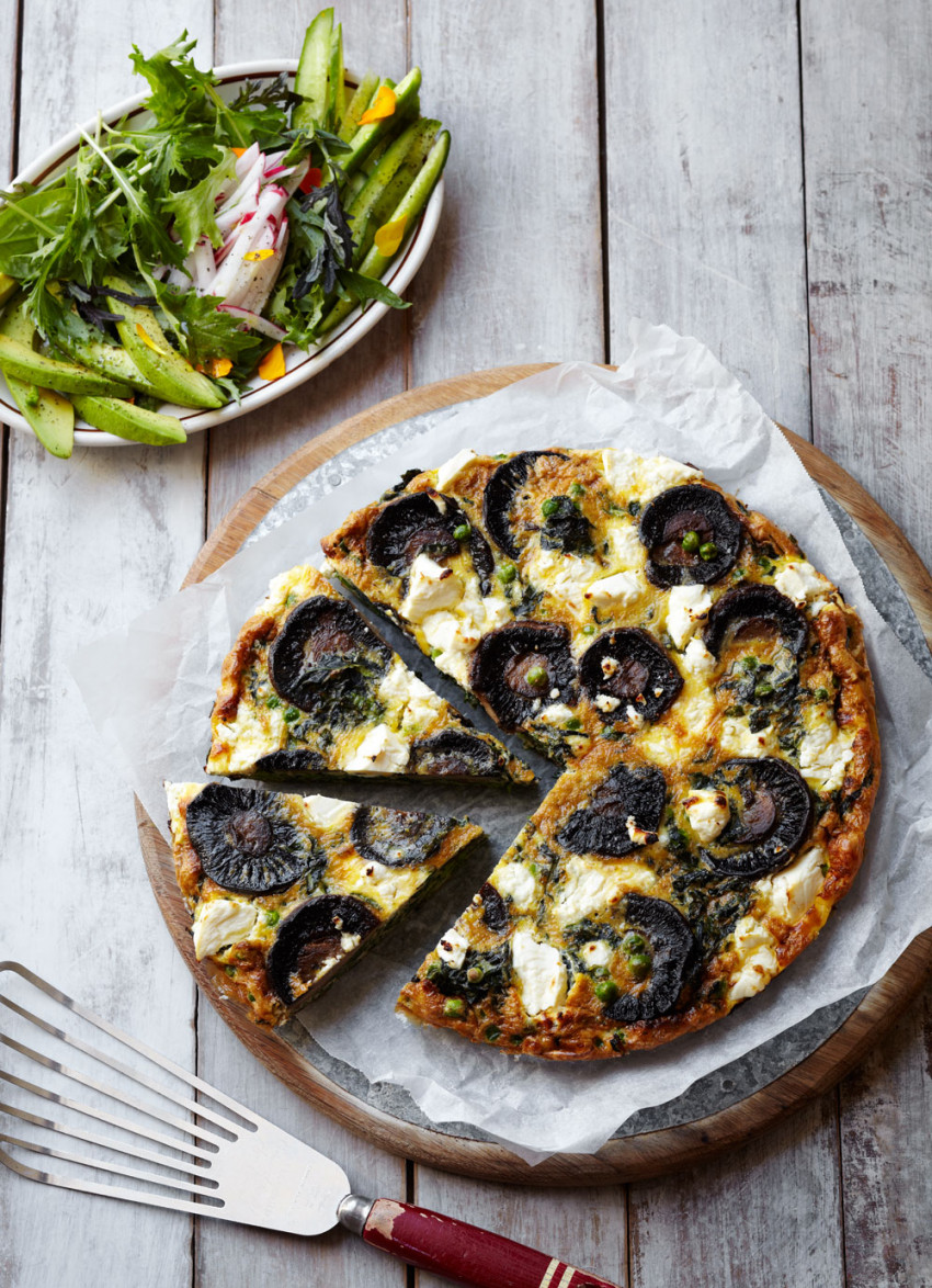 Mushroom, Silverbeet and Feta Frittata