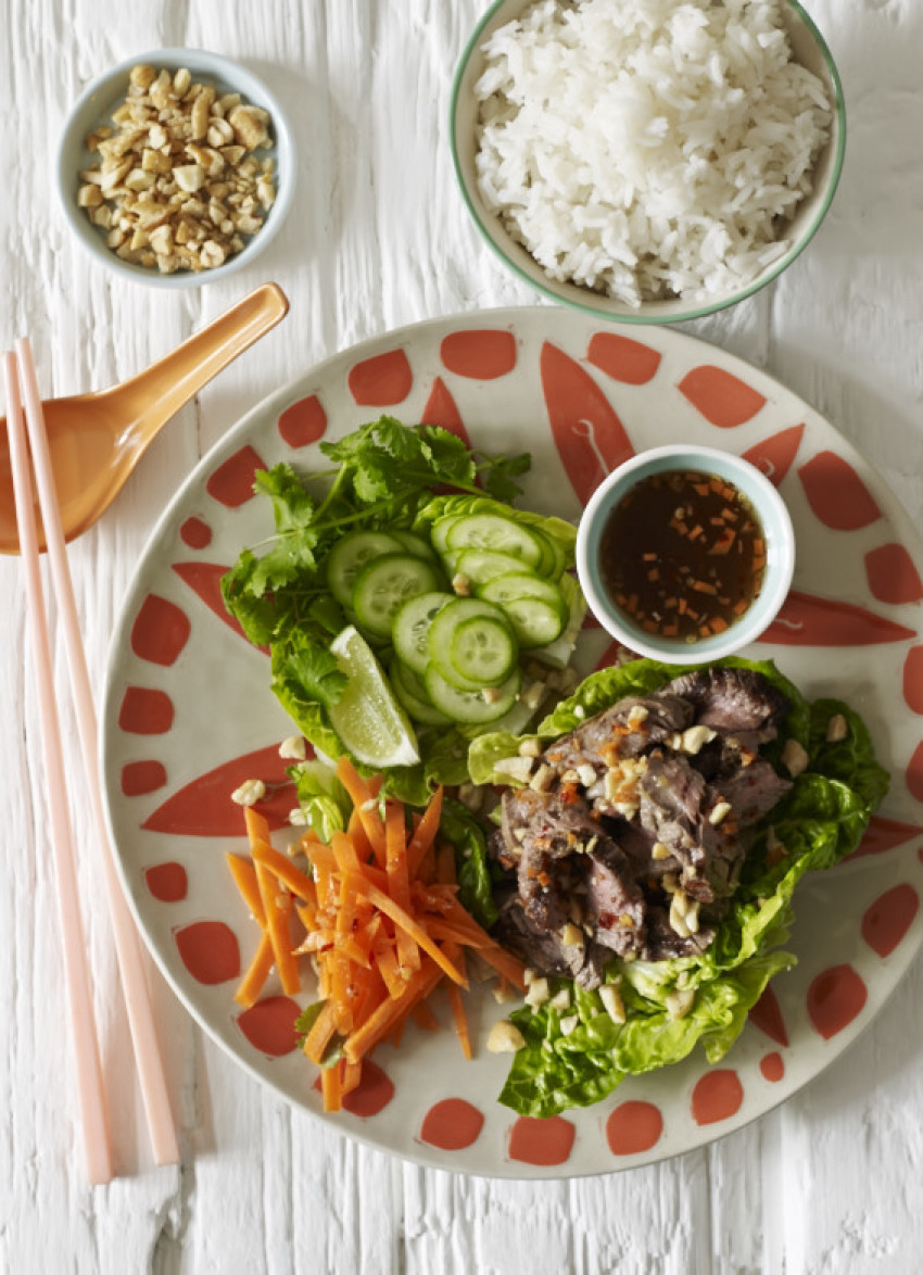 Beef and Salad Wraps with Ginger and Chilli Dressing