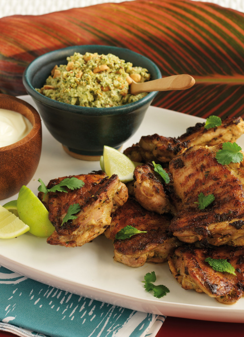 Madras Chicken with Toasted Coconut and Peanut Relish