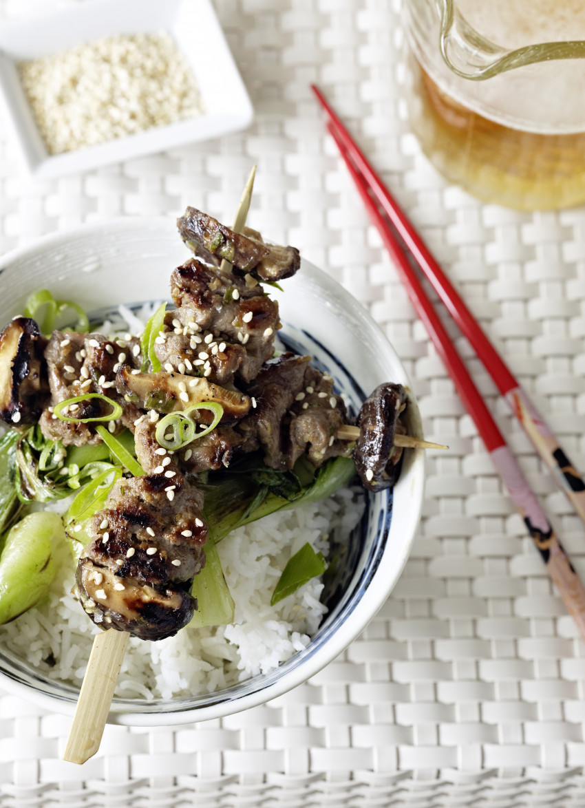 Korean Sesame Grilled Beef and Mushrooms