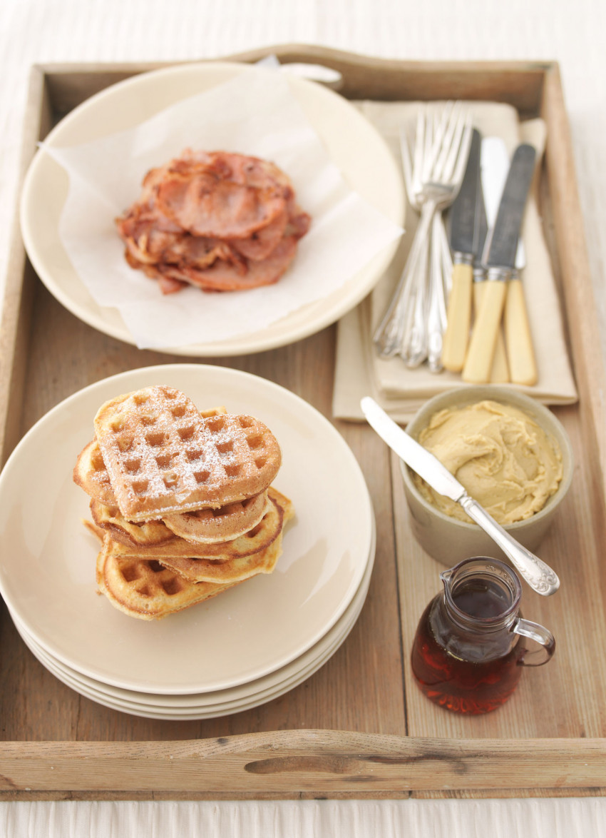 Cinnamon Waffles with Bacon and Whipped Golden Syrup Butter