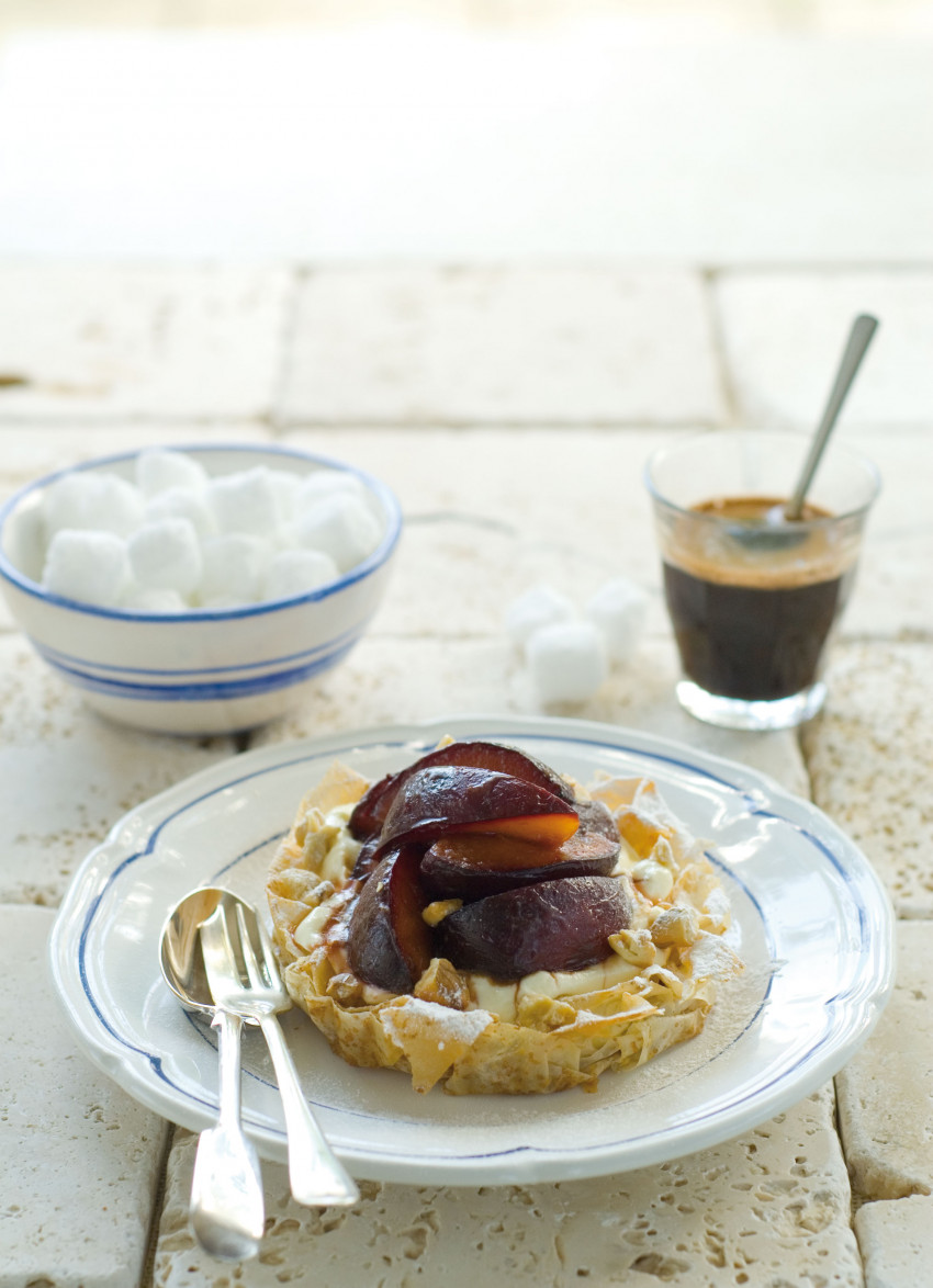 Baklava Tarts with Grilled Plums