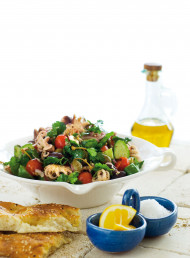Grilled Octopus and Greek Salad with Pide