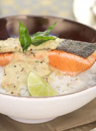 Crisp Skinned Salmon with Coconut Curry Sauce