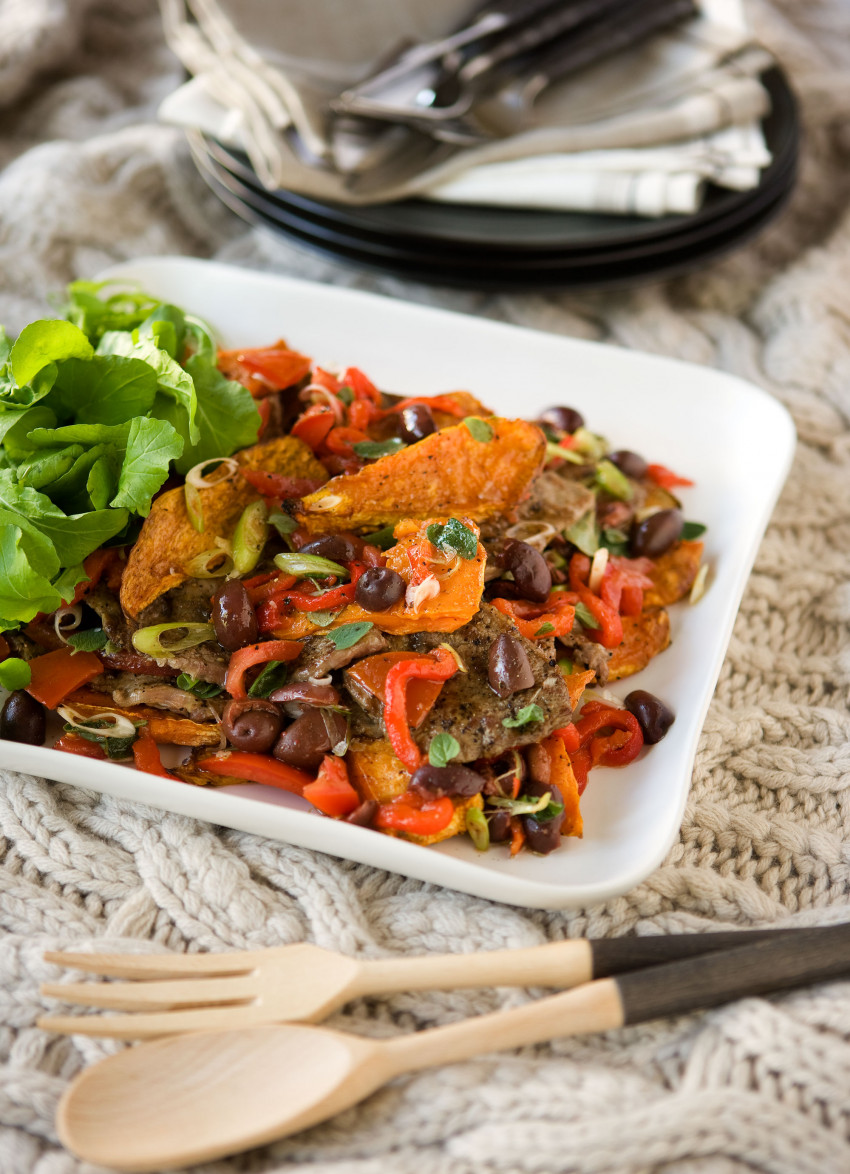 Paillard of Beef with Olive and Tomato Salad