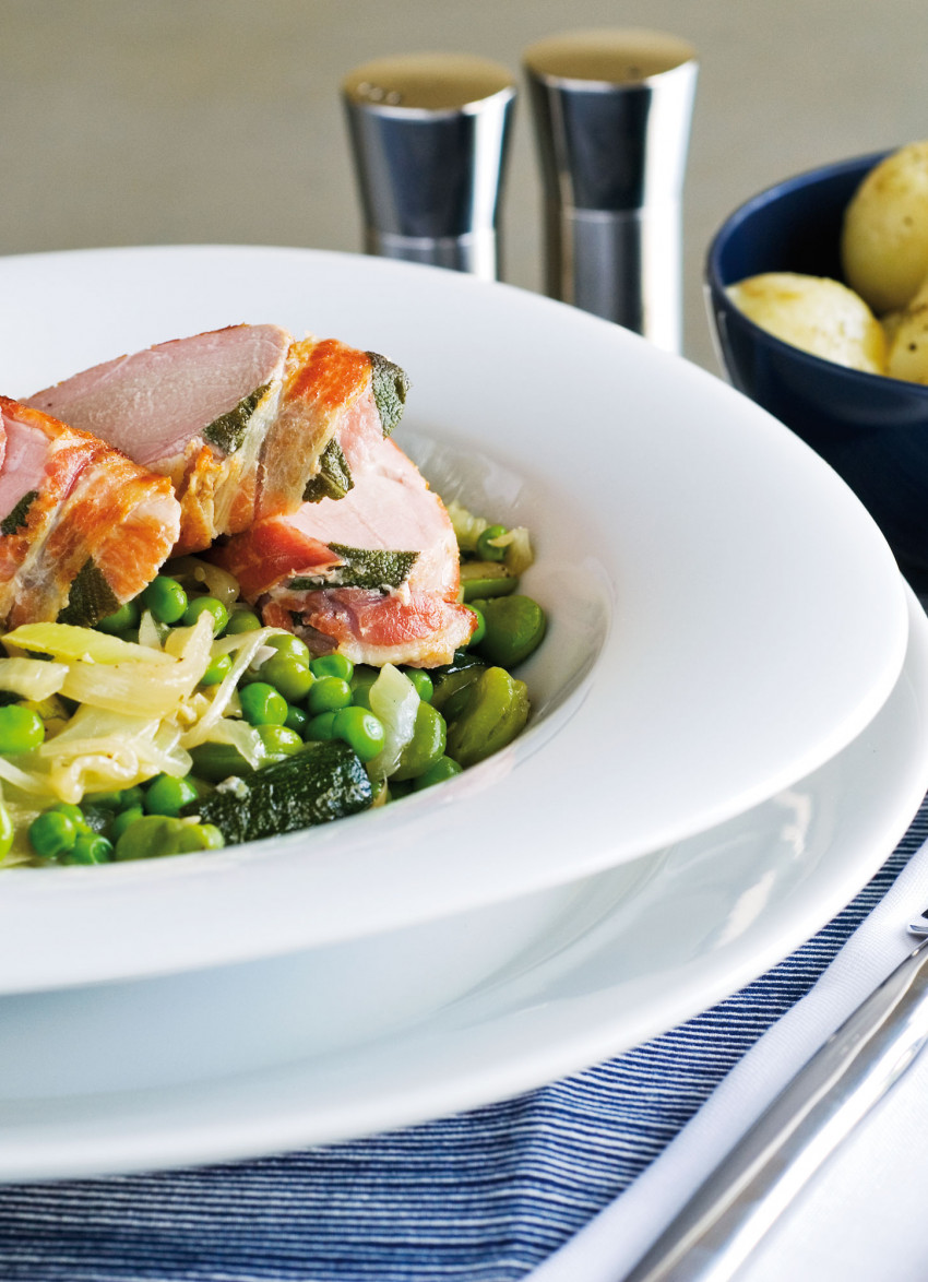 Pork Fillet on Sauted Spring Vegetables