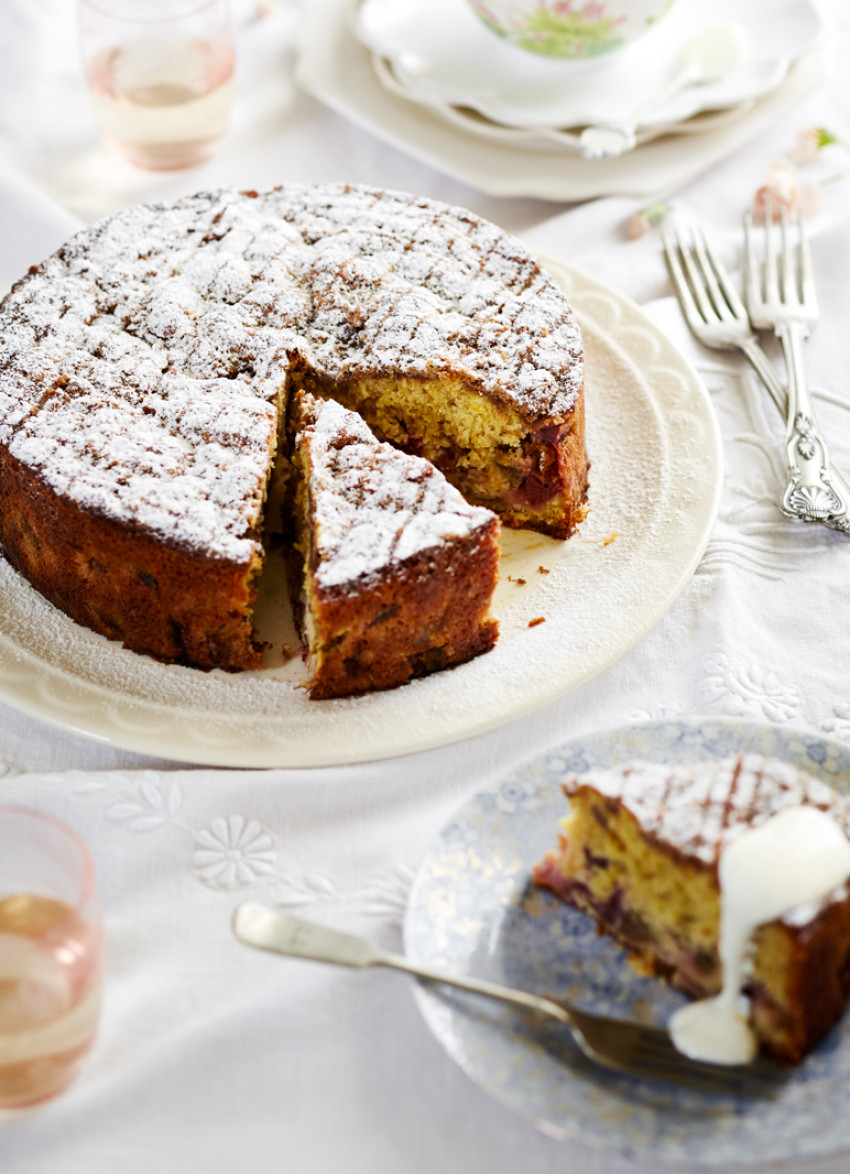 Rhubarb and Coconut Spiced Streusel Cake