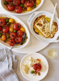 Blistered Tomatoes with Orange and Black Olives