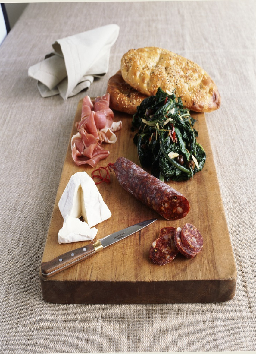 Aromatic Greens with Pide and Prosciutto