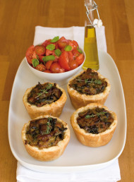 Caramelised Onion, Bacon and Spinach Tarts