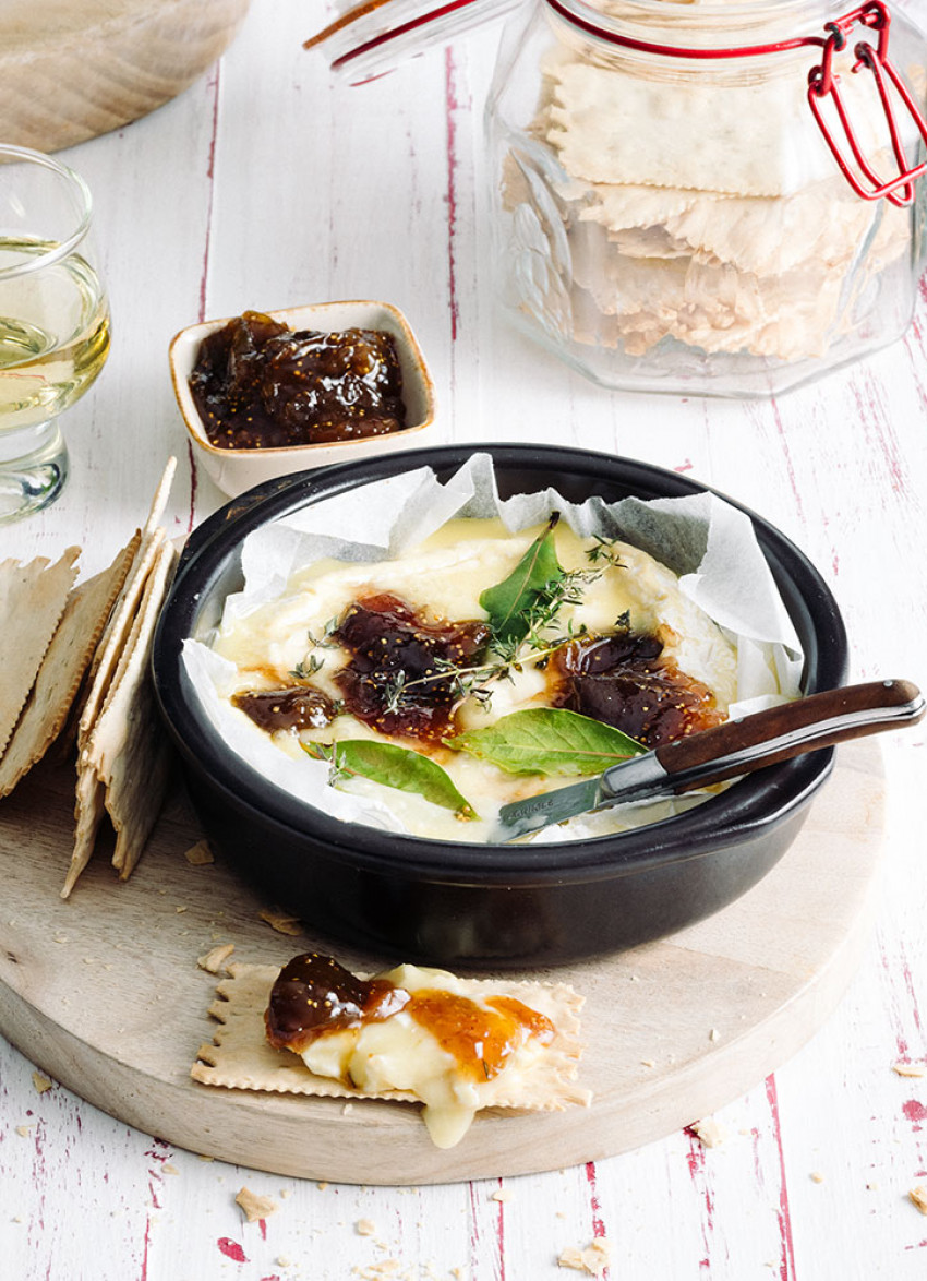 Baked Camembert with Thyme and Fig Preserves