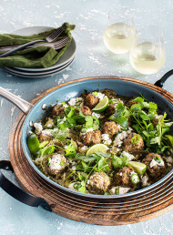 Baked Mexican Pork Meatballs with Salsa Verde