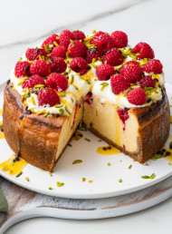 Baked Raspberry and Passionfruit Cheesecake