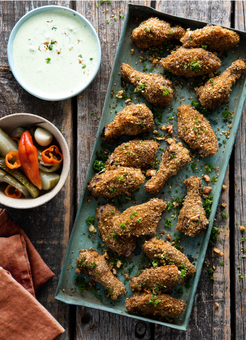 Baked Tahini and Dukkah Chicken Nibbles